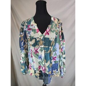 Tommy Bahama Womens Hightide Floral Pintuck Blouse Small S Petite